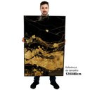 Ver imagem 2 de Kit Quadro Decorativo 3 Telas Canvas Black Ouro Tacolado Moldura Flutuante 4,5cm Madeira 80 X 120cm