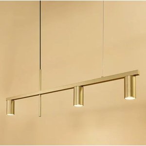 Pendente Moderno Minimalista Linear Tubular para 3 Dicroicas Dourado