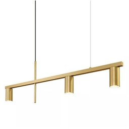 Pendente Moderno Minimalista Linear Tubular para 3 Dicroicas Dourado - 3