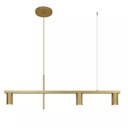 Pendente Moderno Minimalista Linear Tubular para 3 Dicroicas Dourado - 4