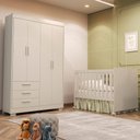 Ver imagem 2 de Jogo de Quarto Infantil Zaki Guarda Roupa e Berço Katatau Areia Fosco - Reller Móveis