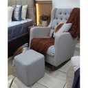 Ver imagem 2 de Kit Poltrona Amamentação Balanço e Puff Linho Quarto Bebê:cadeira Alta Linho Cinza