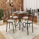 Ver imagem 1 de Conjunto Sala de Jantar Mesa Quadrada 70cm Tampo Granito com 4 Cadeiras Milla Preto/Cedro/Ocre