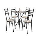 Ver imagem 2 de Conjunto Sala de Jantar Mesa Quadrada 70cm Tampo Granito com 4 Cadeiras Milla Preto/Cedro/Ocre