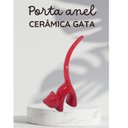 Ver imagem 2 de Gato Porta Anel Cerâmica:branco