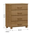 Ver imagem 4 de Conjunto Quarto: Guarda-roupa Casal 5 Portas 6 Gavetas, Cômoda 4 Gavetas Freijó Ouro Madeira Pinus -