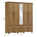 Ver imagem 2 de Conjunto Quarto: Guarda-roupa Casal 5 Portas 6 Gavetas, Cômoda 4 Gavetas Freijó Ouro Madeira Pinus -