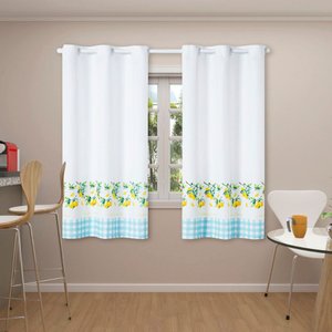 Cortina Para Cozinha 2,20m x 1,45m ilhós Estampada Limão