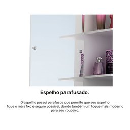 Guarda roupa solteiro com Espelho 2 portas 4 gavetas Melissa ACP Móveis Branco/Rosa ACP MÓVEIS - 6