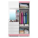 Ver imagem 2 de Guarda roupa solteiro com Espelho 2 portas 4 gavetas Melissa ACP Móveis Branco/Rosa ACP MÓVEIS