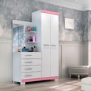 Ver imagem 3 de Guarda roupa solteiro com Espelho 2 portas 4 gavetas Melissa ACP Móveis Branco/Rosa ACP MÓVEIS