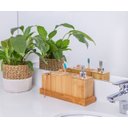 Ver imagem 2 de Kit Banheiro Lavabo Porta Sabonete Líquido 5 Peças em Bambu