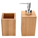 Ver imagem 4 de Kit Banheiro Lavabo Porta Sabonete Líquido 5 Peças em Bambu