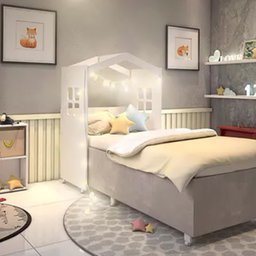 Cabeceira Casinha Solteiro Infantil com Led Leticia - Branca - 1
