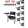 KIT 10 Cadeiras Universitárias Preta com Porta Livros plástico - 1