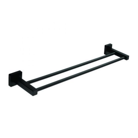 Porta Toalha Linear Duplo Cubit Preto Matte Meber