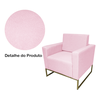 Poltrona Decorativa Com Base de Ferro Para Hall de Entrada Grazi Suede Rosa Bebe - DL DECOR - 3
