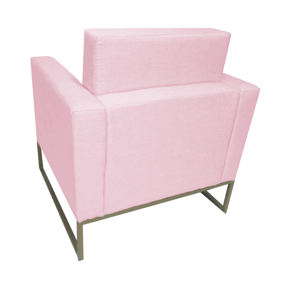 Poltrona Decorativa Com Base de Ferro Para Hall de Entrada Grazi Suede Rosa Bebe - DL DECOR - 4