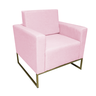 Poltrona Decorativa Com Base de Ferro Para Hall de Entrada Grazi Suede Rosa Bebe - DL DECOR - 2