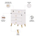 Ver imagem 3 de Cômoda para Quarto 91cm 5 Gavetas Gaby Flex Branco/camarim V02 - Mpozenato