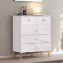 Ver imagem 2 de Cômoda para Quarto 91cm 5 Gavetas Gaby Flex Branco/camarim V02 - Mpozenato