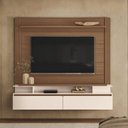 Ver imagem 1 de Painel Home para TV até 65 Polegadas 171x181cm com 2 Portas Canelado Giges Espresso Móveis