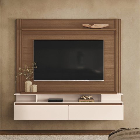 Estante Painel Home Suspenso para TV até 65" Polegadas com 2 Portas Giges Espresso Móveis