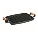Ver imagem 1 de Chapa Grill Retangular Alça Madeira Panela Mineira 33x25cm