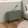 Mesa de Cabeceira 51cm com 2 Gavetas e Pés em Metal 100% MDF - 1