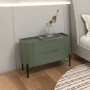 Ver imagem 1 de Mesa de Cabeceira 51cm com 2 Gavetas e Pés em Metal 100% MDF