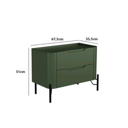 Mesa de Cabeceira 51cm com 2 Gavetas e Pés em Metal 100% MDF - 3