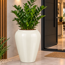Ver imagem 1 de Vaso de Fibra de Vidro Bali U 71cm Vitrificado Grande Off White