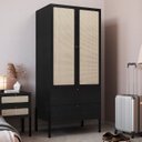 Ver imagem 2 de Guarda Roupa Solteiro 80cm com 2 Portas Arlo Nero Preto A10 - Mpozenato