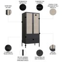 Ver imagem 3 de Guarda Roupa Solteiro 80cm com 2 Portas Arlo Nero Preto A10 - Mpozenato