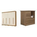 Ver imagem 1 de Conjunto Quarto de Casal Guarda-Roupa 8 Portas 4 Gavetas e Mesa de Cabeceira Espresso Móveis