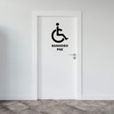 Ver imagem 1 de Adesivo de Porta Banheiro PNE Pessoas com Necessidades Especiais Sem Fundo Fácil Aplicação Kanto Sto