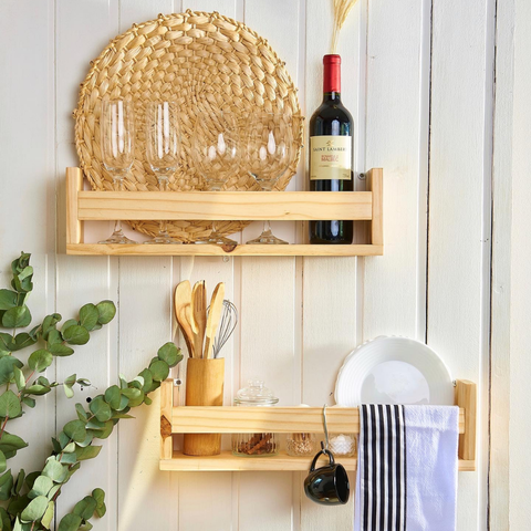 Prateleira revisteiro\porta tempero de madeira