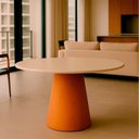 Ver imagem 1 de Mesa de Jantar Tampo em MDF com Vidro e Base em Madeira 110cm Araçá Branco/Off-White