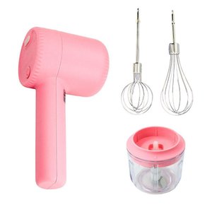 Batedeira e Triturador Eletrico Processador Usb Recarregavel Rosa