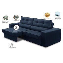Sofá Retrátil e Reclinável 3 Lugares 2,30m com Molas Mirela Suede Adonai Estofados - 3