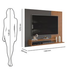 Painel para Tv até 50 Polegadas Ripado com Nichos Dj Móveis Nando Freijó Cinza - 9