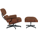 Ver imagem 1 de Poltrona com Puff Charles Eames Madeira Pau-ferro Couro Ecológico:cappuccino