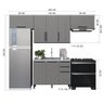 Cozinha Modulada Compacta Fidelitá Mônaco 4 Peças 280cm 8 Portas 2 Gavetas sem Tampo Chumbo/titâ - 4