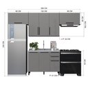 Ver imagem 4 de Armário de Cozinha Modulada Compacta Fidelitá Mônaco 4 Peças 280cm 7 Portas 3 Gavetas sem Tampo Chumbo/Titânio