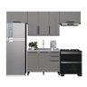 Cozinha Modulada Compacta Fidelitá Mônaco 4 Peças 280cm 8 Portas 2 Gavetas sem Tampo Chumbo/titâ - 3