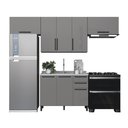 Ver imagem 3 de Armário de Cozinha Modulada Compacta Fidelitá Mônaco 4 Peças 280cm 7 Portas 3 Gavetas sem Tampo Chumbo/Titânio