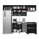 Ver imagem 2 de Armário de Cozinha Modulada Compacta Fidelitá Mônaco 4 Peças 280cm 7 Portas 3 Gavetas sem Tampo Chumbo/Titânio