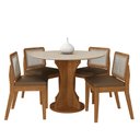 Ver imagem 2 de Mesa Redonda Andria 4 Cadeiras Sextavadas Freijó/off/c.caramelo - M.a Freijó/off Pre/corino