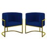 Kit 02 Poltronas Lua com Base de Metal Gold Sala Reforçada Cor:azul Marinho - 1