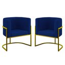Ver imagem 1 de Kit 02 Poltronas Lua com Base de Metal Gold Sala Reforçada Cor:azul Marinho